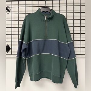 Abercrombie & Fitch Forest Green and Navy Zip-Up Sweater